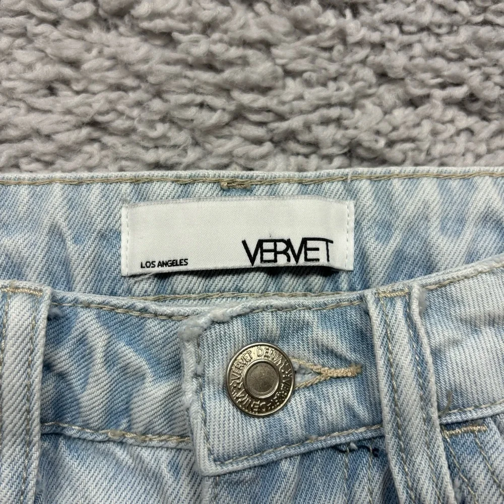 Vervet Jeans Womens 24 High Rise Light Wash Raw Hem Wide Leg Night Out Party